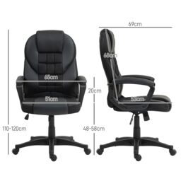 HOMCOM Executive Office Chair High Back Computer Chair with Armrests Black - Size: 120 - thumbnail 3