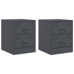 Berkfield Home Bedside Cabinets 2 pcs Anthracite 34.5x39x44 cm Steel in Dark Grey - thumbnail 1
