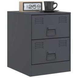 Berkfield Home Bedside Cabinets 2 pcs Anthracite 34.5x39x44 cm Steel in Dark Grey - thumbnail 3