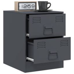 Berkfield Home Bedside Cabinets 2 pcs Anthracite 34.5x39x44 cm Steel in Dark Grey - thumbnail 4