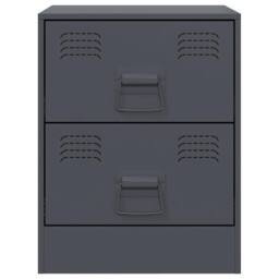 Berkfield Home Bedside Cabinets 2 pcs Anthracite 34.5x39x44 cm Steel in Dark Grey - thumbnail 5