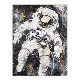 "Artery8 Astronaut Space Walk Black Gold Grunge Design Wall Art Print - Size: W24"" x H32""" - thumbnail 1