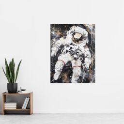 "Artery8 Astronaut Space Walk Black Gold Grunge Design Wall Art Print - Size: W24"" x H32""" - thumbnail 4