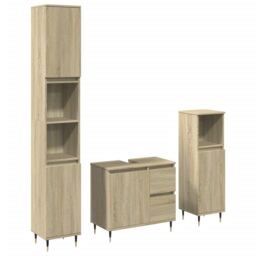 Berkfield Home 3 Piece Bathroom Furniture Set Sonoma Oak Engineered Wood in Brown - thumbnail 2