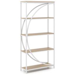 Gymax 5-Tier Bookshelf Arc-Shaped Bookcase Metal Frame Storage Organizer in White - thumbnail 9