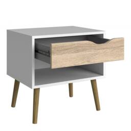 Wyld Haus Sapporo Bedside Table White & Natural Oak 1 Drawer - thumbnail 9