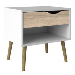 Wyld Haus Sapporo Bedside Table White & Natural Oak 1 Drawer - thumbnail 3