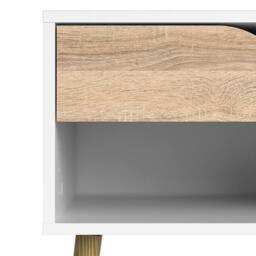 Wyld Haus Sapporo Bedside Table White & Natural Oak 1 Drawer - thumbnail 4