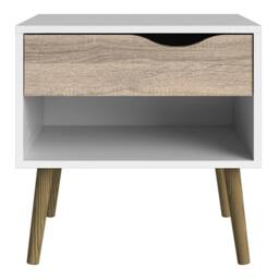 Wyld Haus Sapporo Bedside Table White & Natural Oak 1 Drawer - thumbnail 2