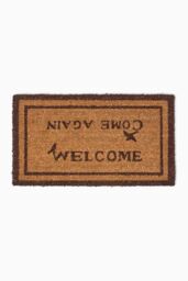 Homescapes Welcome Come Again Coir Doormat in Natural - Size: 40 cm x 70 cm - thumbnail 1