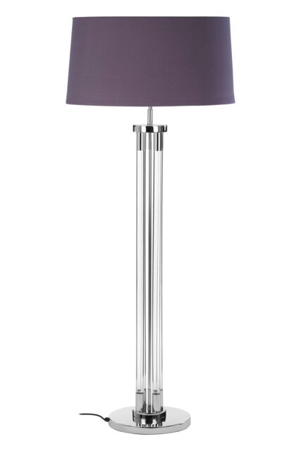Orsina Tall Floor Lamp With Acrylic Tubular Base, Grey Fabric Shade Lighting For Living Room, Nickel Standing Lamp in Silver - image 1