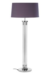 Orsina Tall Floor Lamp With Acrylic Tubular Base, Grey Fabric Shade Lighting For Living Room, Nickel Standing Lamp in Silver