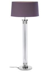 Orsina Tall Floor Lamp With Acrylic Tubular Base, Grey Fabric Shade Lighting For Living Room, Nickel Standing Lamp in Silver - thumbnail 2