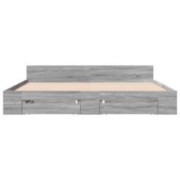 Berkfield Home Modern Bed Frame with Drawers without Mattress Grey Sonoma 200x200 cm - thumbnail 4