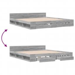 Berkfield Home Modern Bed Frame with Drawers without Mattress Grey Sonoma 200x200 cm - thumbnail 7