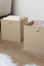 OHS Pack of 6 Plain Folding Storage Boxes in Beige - thumbnail 6