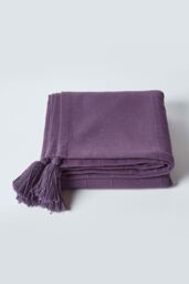 Homescapes Cotton Rajput Ribbed Throw in Purple - Size: 225 cm x 255 cm - thumbnail 2