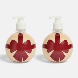 OHS 2 Pack Bow Bauble Pump Dispenser Bottles Refillable Containers in Red - thumbnail 1