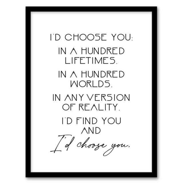 Artery8 Would Choose You In Hundred Lifetimes Love Modern Framed Art Print in White - Size: A4 - image 1