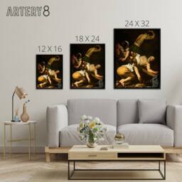 "Artery8 Crucifixion of St. Peter Caravaggio Framed Canvas Wall Art Print in Brown - Size: W12"" x H16""" - thumbnail 4