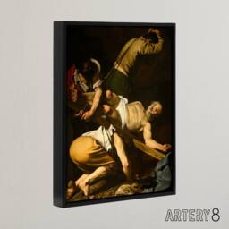 "Artery8 Crucifixion of St. Peter Caravaggio Framed Canvas Wall Art Print in Brown - Size: W12"" x H16""" - thumbnail 2