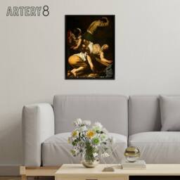 "Artery8 Crucifixion of St. Peter Caravaggio Framed Canvas Wall Art Print in Brown - Size: W12"" x H16""" - thumbnail 3