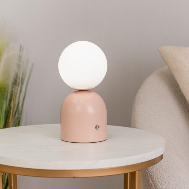 ValueLights Marlow Rechargeable LED Portable Touch Table Lamp in Dusty Pink - image 1