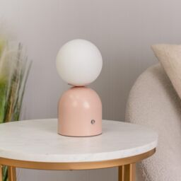 ValueLights Marlow Rechargeable LED Portable Touch Table Lamp in Dusty Pink - thumbnail 3