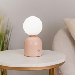 ValueLights Marlow Rechargeable LED Portable Touch Table Lamp in Dusty Pink - thumbnail 1