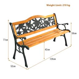 Costway Outdoor Garden Bench Loveseat 2 Seater Park Chair Wood Slats Seat Weather Proof - thumbnail 5