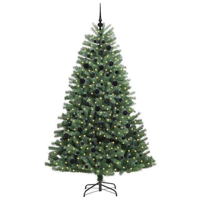 Berkfield Home Realistic Artificial Hinged Christmas Tree Green 210 cm PVC & Metal - image 1