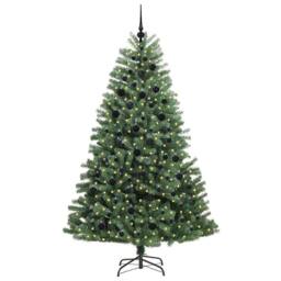 Berkfield Home Realistic Artificial Hinged Christmas Tree Green 210 cm PVC & Metal - thumbnail 1