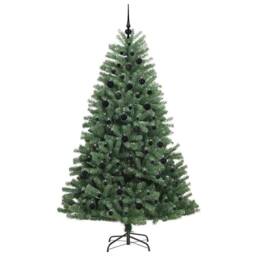 Berkfield Home Realistic Artificial Hinged Christmas Tree Green 210 cm PVC & Metal - thumbnail 4