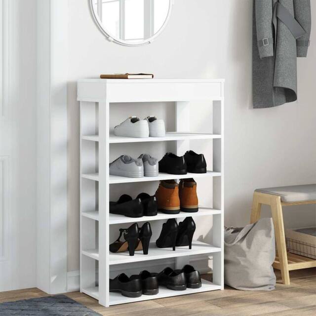 Berkfield Home Shoe Rack White 60x30x98 cm Engineered Wood - Size: 60 x 30 x 98 cm - image 1