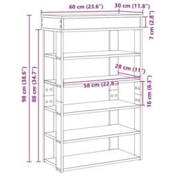 Berkfield Home Shoe Rack White 60x30x98 cm Engineered Wood - Size: 60 x 30 x 98 cm - thumbnail 9