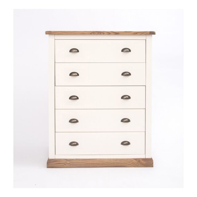 Cabinet Bits Tropea 5 Drawer Chest of Drawers Brass Cup Handle in Off-White - image 1
