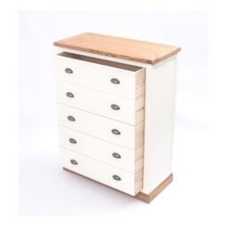 Cabinet Bits Tropea 5 Drawer Chest of Drawers Brass Cup Handle in Off-White - thumbnail 5