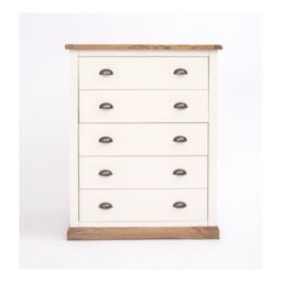 Cabinet Bits Tropea 5 Drawer Chest of Drawers Brass Cup Handle in Off-White - thumbnail 1