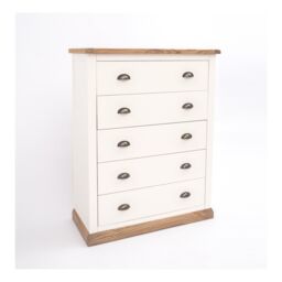Cabinet Bits Tropea 5 Drawer Chest of Drawers Brass Cup Handle in Off-White - thumbnail 3