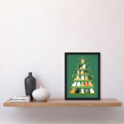 "Artery8 Cat Lover Pet Breed Pyramid Cute Cartoon Style Framed Art Print in Green - Size: W12"" x H16""" - thumbnail 4