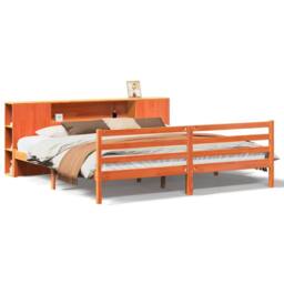 Berkfield Home Decorative Bookcase Bed without Mattress Wax Brown 200x200 cm Sol - thumbnail 3