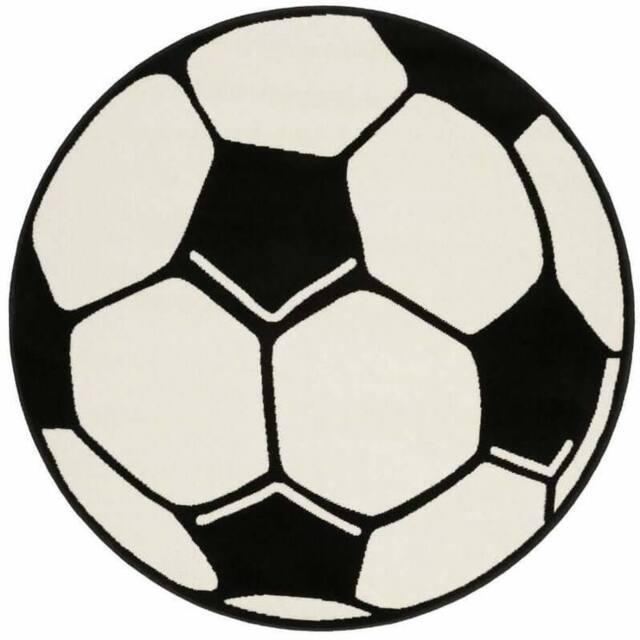 THE RUGS Design Velours Football Rug Round Soft Polypropylene Kids Play Mat in Black - Size: 100 cm diameter - image 1