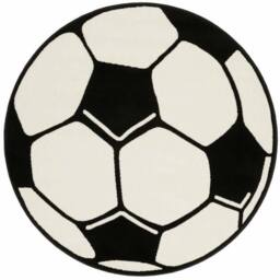 THE RUGS Design Velours Football Rug Round Soft Polypropylene Kids Play Mat in Black - Size: 100 cm diameter - thumbnail 1