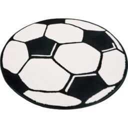 THE RUGS Design Velours Football Rug Round Soft Polypropylene Kids Play Mat in Black - Size: 100 cm diameter - thumbnail 3