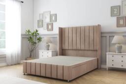 "Comfort Beds Serena Naples Divan Set 2 Drawers-54"" Wingback-Footboard in Light Brown - Size: Small Double" - thumbnail 3