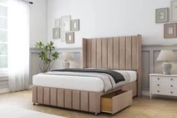 "Comfort Beds Serena Naples Divan Set 2 Drawers-54"" Wingback-Footboard in Light Brown - Size: Small Double" - thumbnail 2