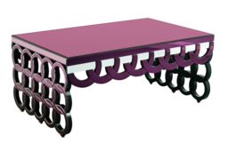 Orsina Wooden Coffee Table, Mirrored Glass Top Wooden Coffee Table, Large Modern Coffee Table For Living Room in Purple - thumbnail 3