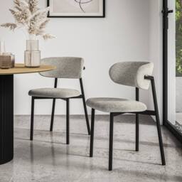 More4Homes Donni Rectangle White Marble Top Dining Table & 4 Myla Linen Chairs in Grey - thumbnail 6