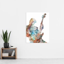 "Artery8 Bass Player Musician Bassist Watercolour Painting Wall Art Print in White - Size: W24"" x H32""" - thumbnail 4