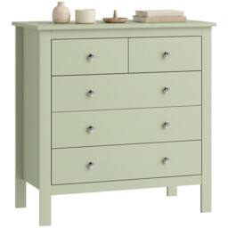 HOMCOM Modern Chest Of Drawers, 5 Drawer Unit Storage Chest for Bedroom in Green - thumbnail 2